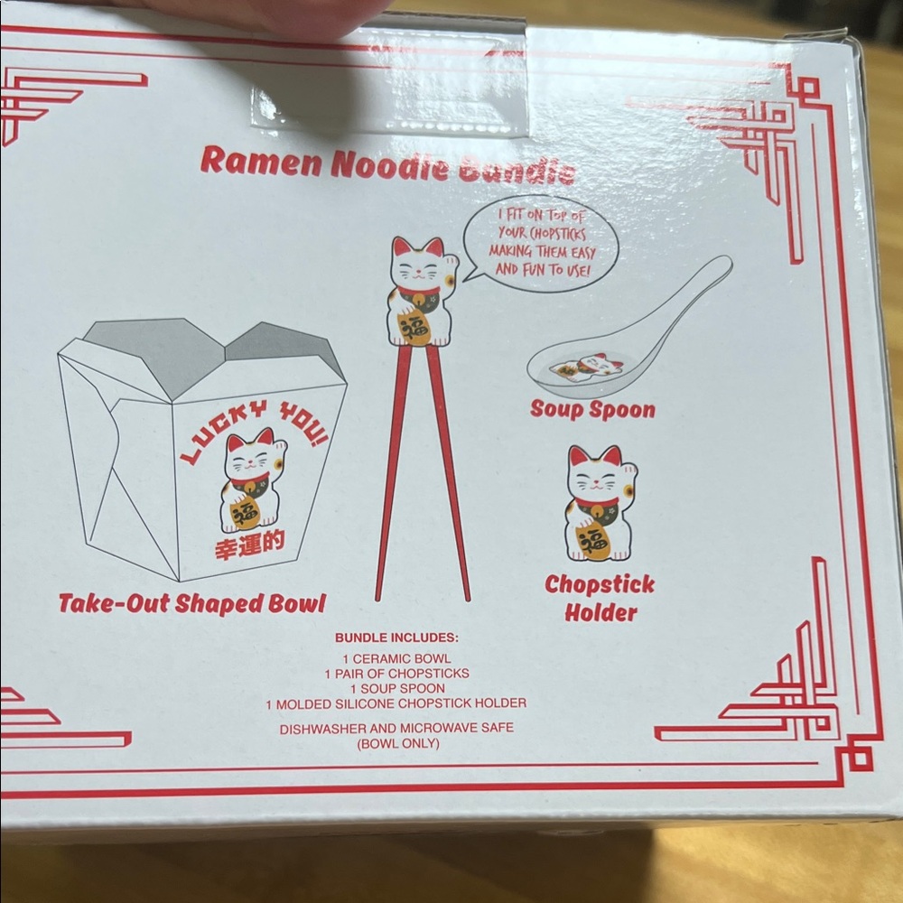 Lucky You! Take Out Bowl Noodle Bundle “7 X 7” Ceramic - Picture 6 of 13